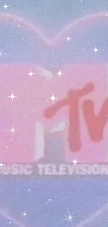 MTV logo inside a cosmic heart with stars in the background.