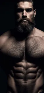 Mobile wallpaper featuring a muscular, bearded man with dark tones.