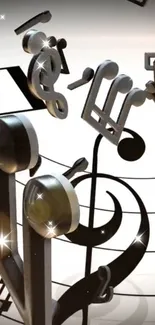 3D musical notes floating in space.