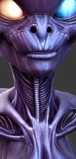 Purple alien art with vibrant colors, perfect for sci-fi fans.