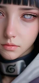 Anime-style portrait with mysterious gaze, ideal for wallpaper.