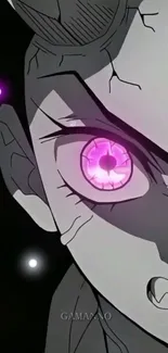 Mysterious anime character with glowing purple eye.