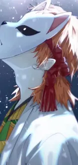 Anime character with mask in snow