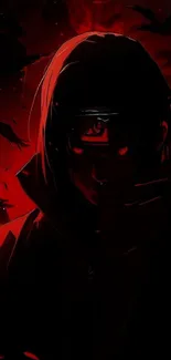 Mysterious anime silhouette with red tones