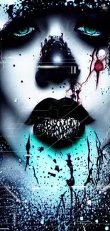 Mysterious face wallpaper with dark artistic design and vivid contrasts.