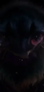 Dark mysterious creature design with glowing eyes.