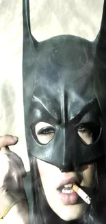 Dark hero mask with a mysterious expression.