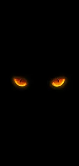 Glowing fiery eyes on a black mobile wallpaper, ideal for a mysterious look.