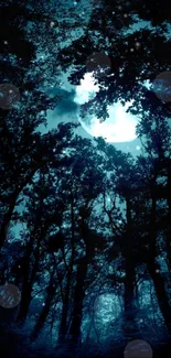 Forest under a glowing moonlight sky.