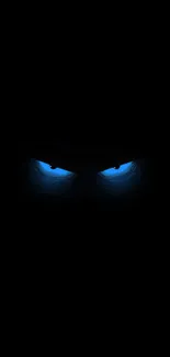 Dark wallpaper with glowing blue eyes against a black background.