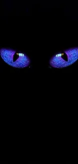 Mysterious glowing purple eyes in darkness.