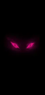 Mysterious glowing pink eyes on a black background, perfect for mobile wallpaper.