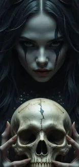 Dark gothic figure holding a skull.