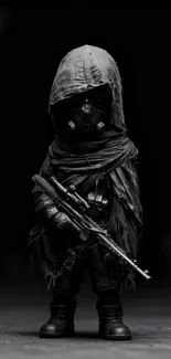 Mysterious hooded figure with dark theme.