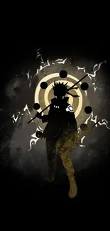 Shadowy ninja figure with abstract flair, set against a dark background.