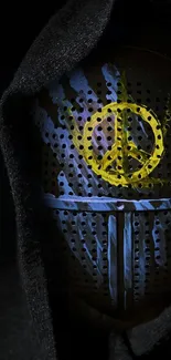 Mysterious mask with peace symbol mobile wallpaper.