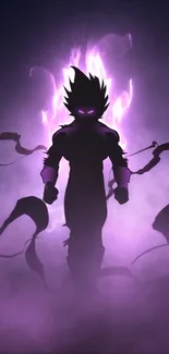 Purple silhouette with an aura background on mobile wallpaper.