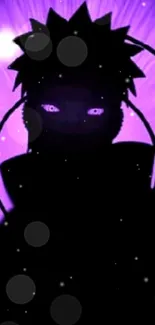 Silhouette of a mysterious character against a cosmic purple background.