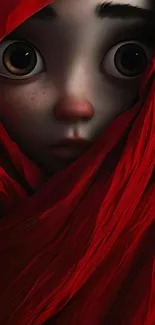 Mysterious character with red cloak wallpaper design.