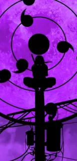 Silhouette on a pole against a purple moon.