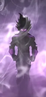 Silhouette in purple mist mobile wallpaper.