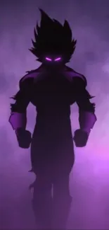 Silhouette of a figure in vibrant purple mist.