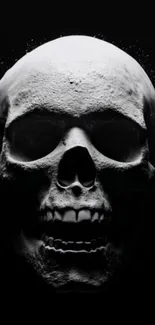 Mysterious and artistic skull on dark background.
