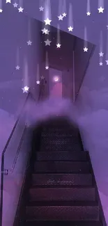 Mysterious staircase vanishing into ethereal clouds with a glowing moon.