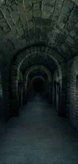 Mysterious stone corridor wallpaper with arches.