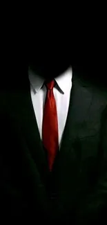 Mysterious dark wallpaper with suit and red tie, perfect for mobile screens.