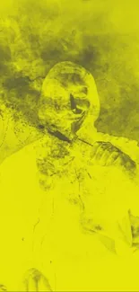 Mysterious figure in yellow smoke art wallpaper.