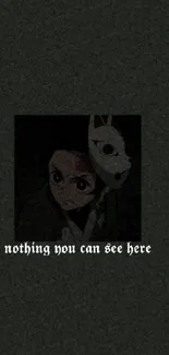 Mysterious anime character with mask on dark background