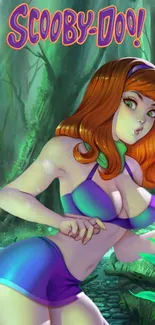 Vibrant Scooby-Doo inspired art in a lush forest setting.