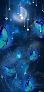 Mystical blue butterfly galaxy wallpaper.