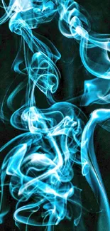 Ethereal blue smoke on a dark background.