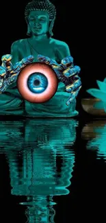 Mystic Buddha with turquoise reflection and mystical eye.