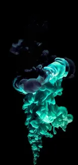 Mysterious cyan smoke art on a dark background.