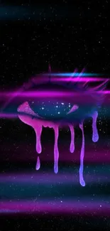 Purple dripping eye with cosmic background.