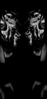 Mystic dual faces in black and white art.