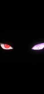 Anime wallpaper with mysterious glowing eyes in the dark.