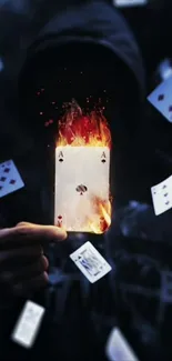 Mysterious wallpaper with a burning card.