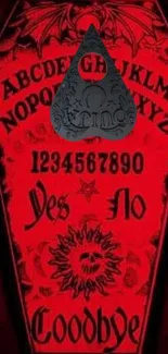 Gothic ouija board wallpaper in red and black.