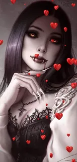 Gothic vampire girl artwork with dark, mystic tones and elegant style.