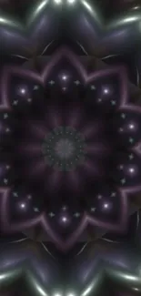 Mystic kaleidoscope pattern in dark purple hues for mobile wallpaper.