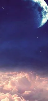 Crescent moon and clouds mobile wallpaper.