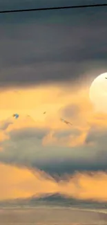 Moonlit clouds with dark hues under a radiant full moon.