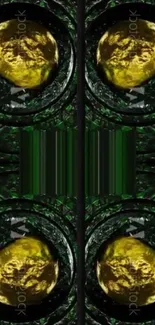 Abstract wallpaper with glowing golden orbs on a dark, mystical background.