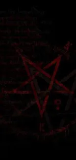 Red pentagram on black background, mysterious wallpaper design.