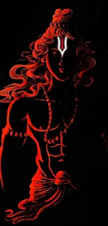 Mystical red silhouette art on a dark mobile wallpaper.