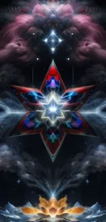 Vibrant mystical star with cosmic clouds in fantasy art.